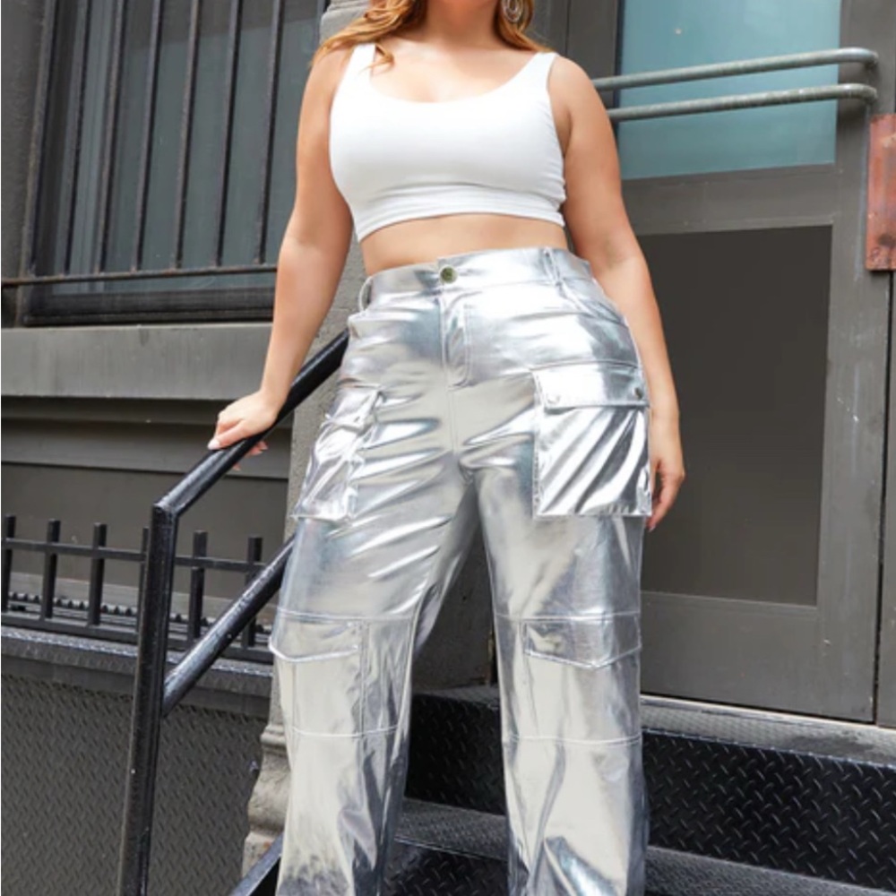 Rebdolls Women's 3x 22-24 Silver Cargo Pants